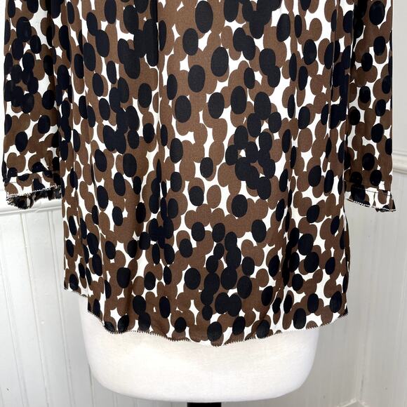 Tory Burch Size 8 Top 100% Silk Polka Dot Popover Blouse Career Classic Neutral - Picture 5 of 16